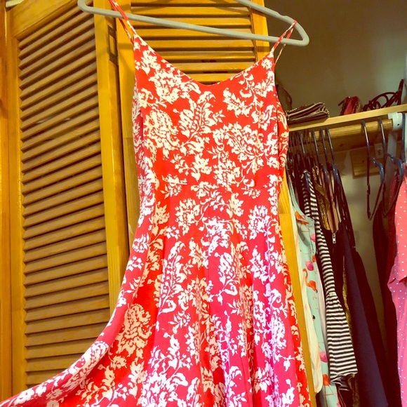 gap red floral dress